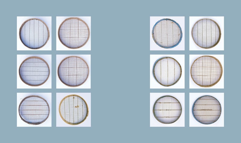 Grids of the sieves and nets used to catch different types of fish © Tessa Bunney