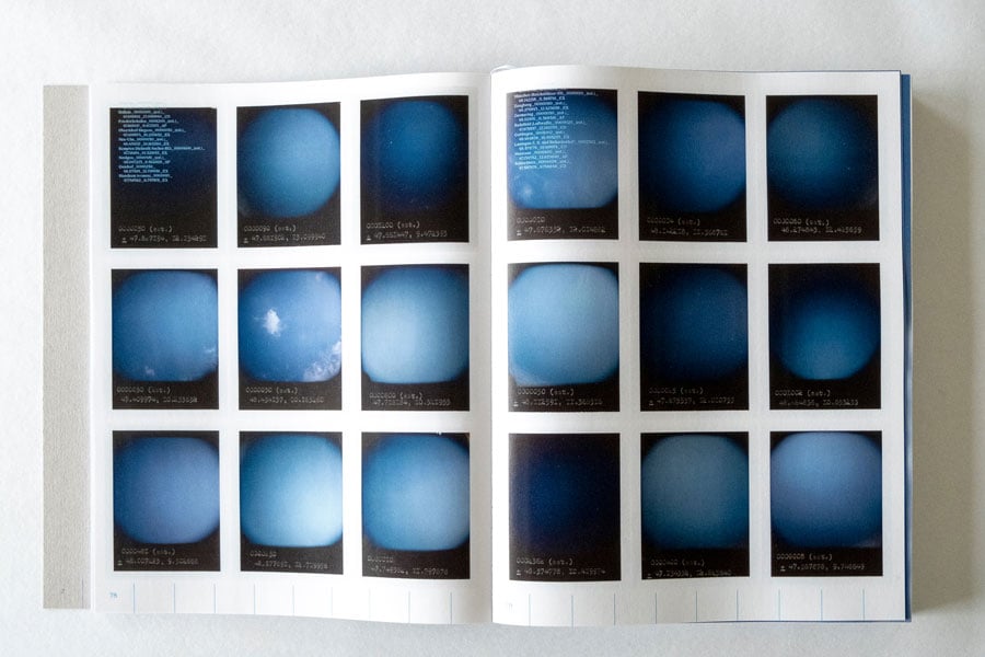 1078 Blue Skies/4432 Days by Anton Kusters: photos of blue skies arranged into a grid