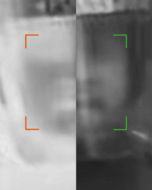 The face of a riot police officer captured over 180º from footage of a Kill the Bill protest on 17/04/21, isolated and enhanced as a manual replication of the computer vision processes used by facial recognition software.